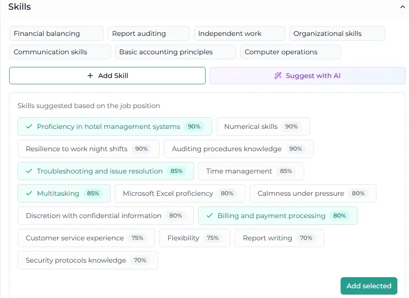 Smart editor suggesting improvements to your resume