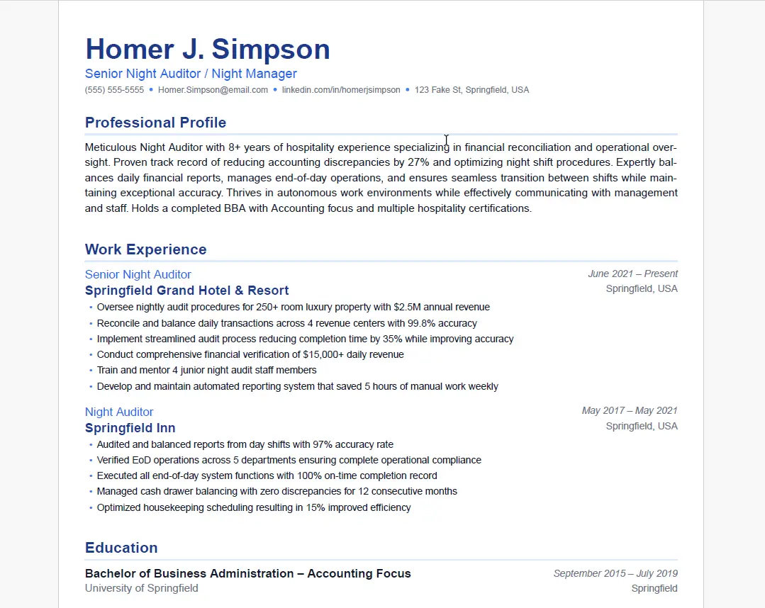 Resume export options in multiple formats