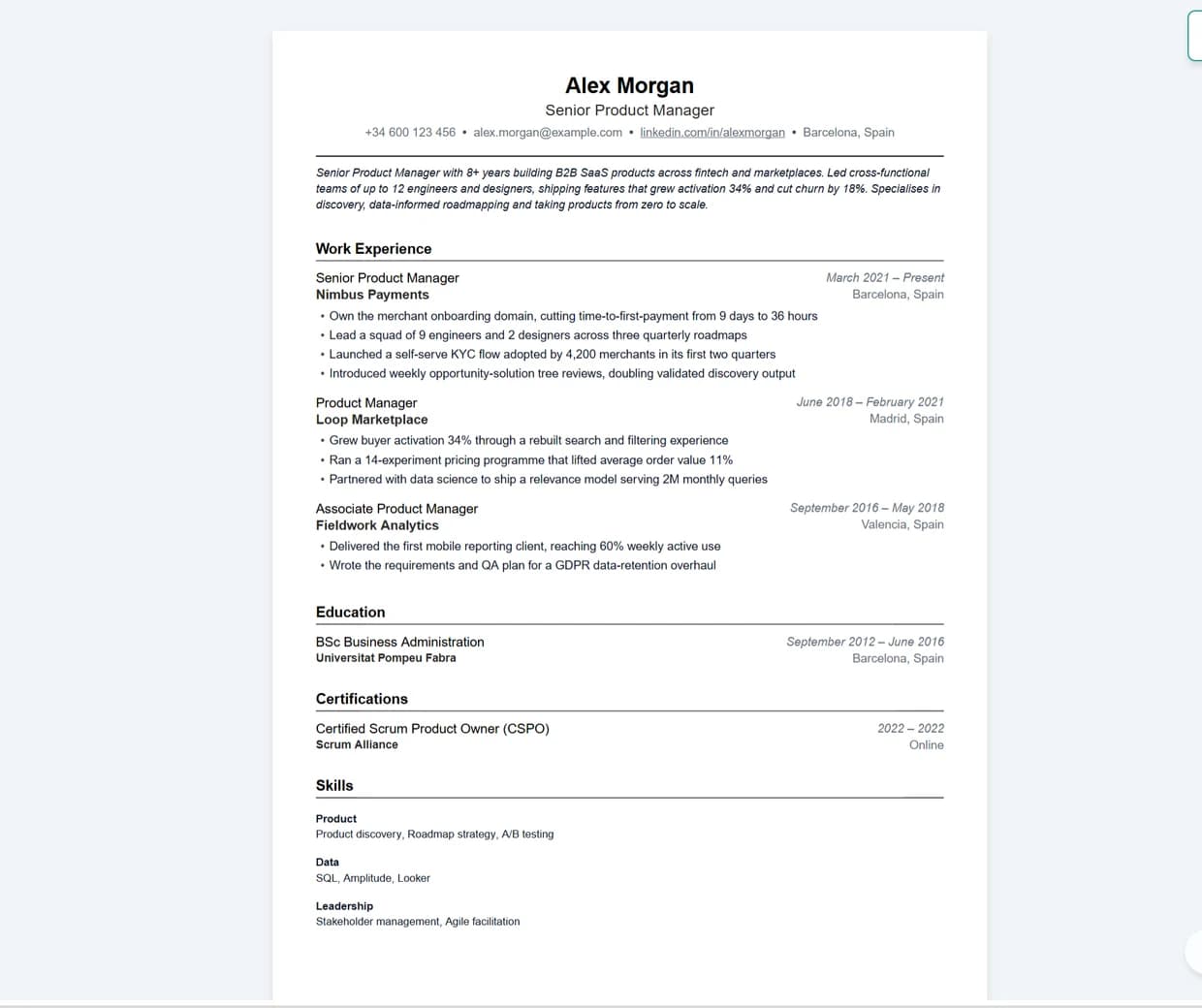 Share your resume with a personalized link.
