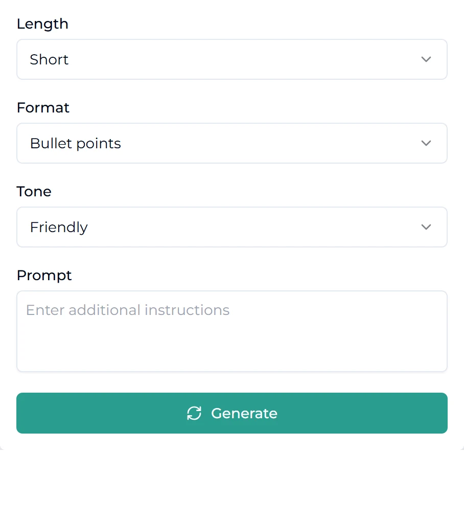 Customizable settings for cover letters