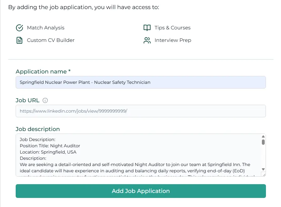 Resume upload and job description submission interface