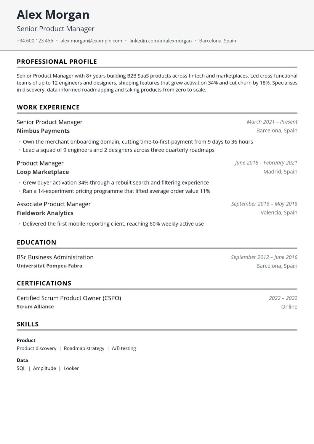 Plantilla CV Europeo - Diseño institucional inspirado en el formato Europass