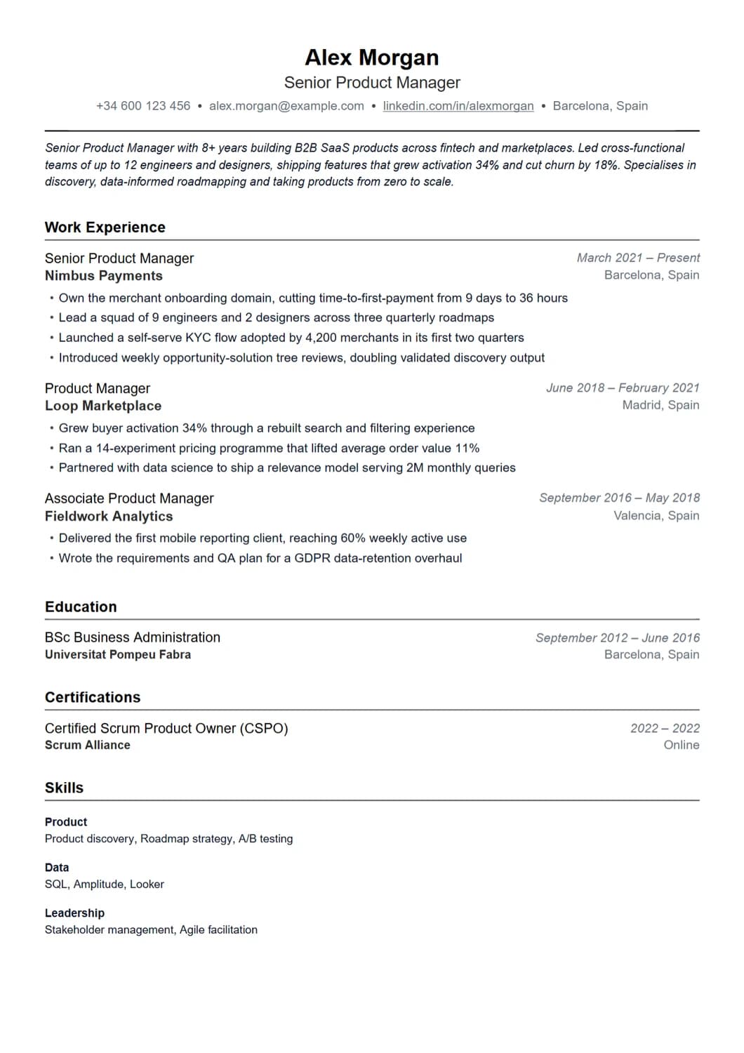 Harvard CV template - Clean academic design for professional positions