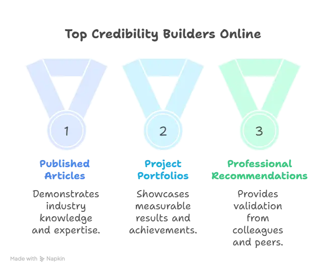 image of a infographic that shows benefits of builds credibility online