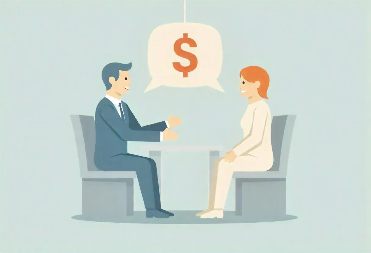 Professional confidently answering the desired salary question during a job interview