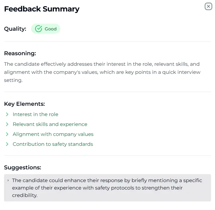 Receive instant improvement suggestions after every answer.